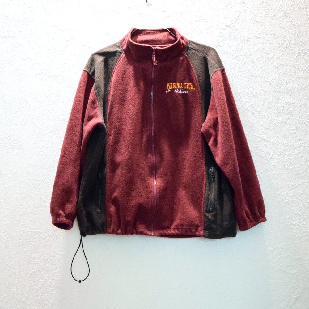 Virginia Tech VT Hokies Maroon Fleece Zip Up Jacket | Size L